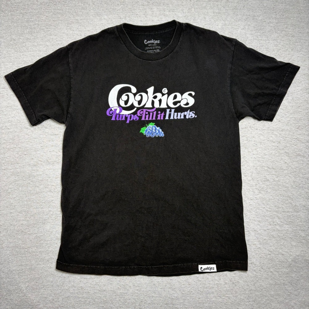 Cookies Mens Graphic T-Shirt Large Black Purps Till It Hurts Streetwear Tee